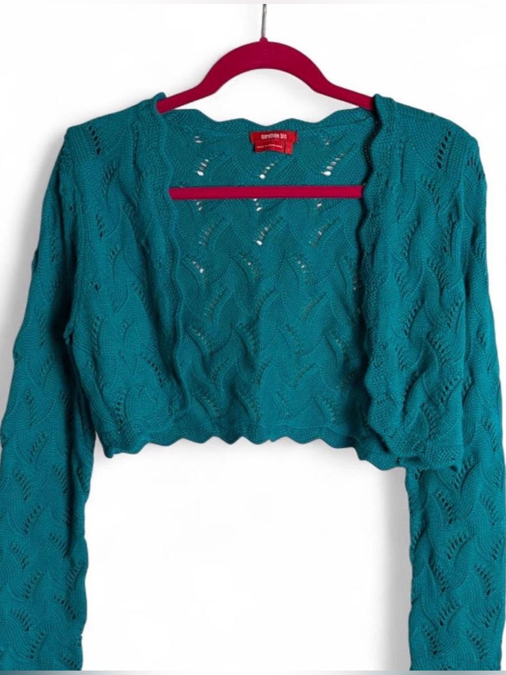 Dorothée Bis Vintage 1980/1990’s Teal Pink Cropped Wool Blend Knit Sweater L